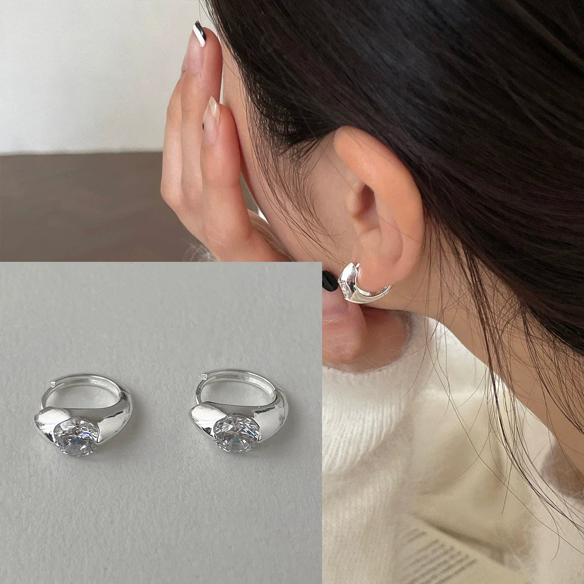 VENTFILLE Vintage Punk 925 Stamp Earrings for Women Girl Creative Twist Winding Geometric Handmade Party Silver Color Jewelry
