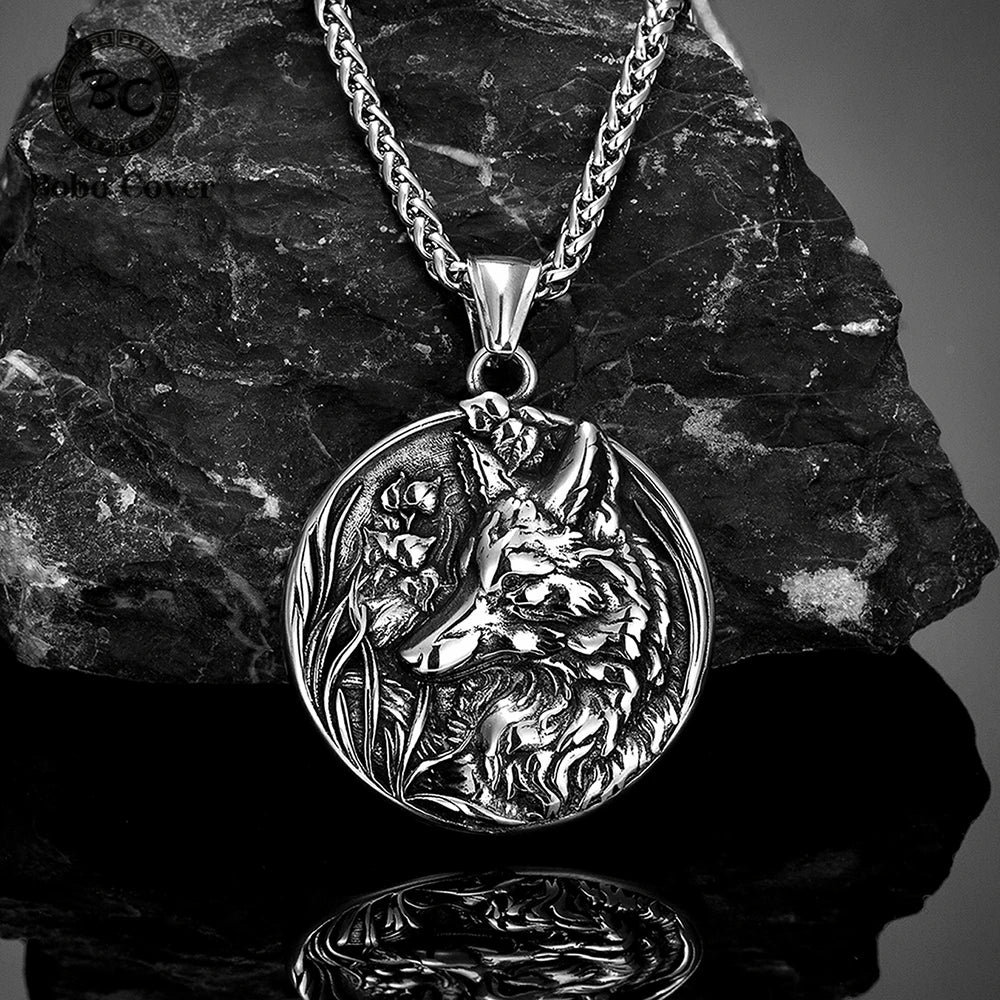 PENDRA Wolf Vintage Steel Necklace