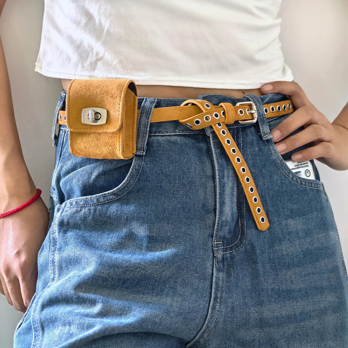 Luxury Desiner Suede leather Belt Bag key small bag for easy carrying wireless headphone bag purse Jeans Dress Waistband