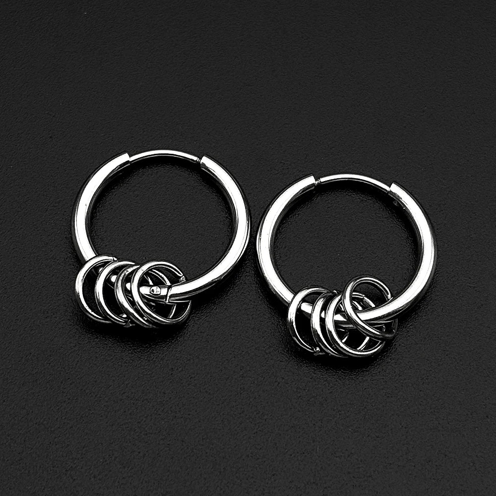 Asymmetrical Heart Lightning Bolt Hoop Earrings Punk Gothic Chain Drop Earring Stainless Steel for Women Men Edgy Y2K Jewelry
