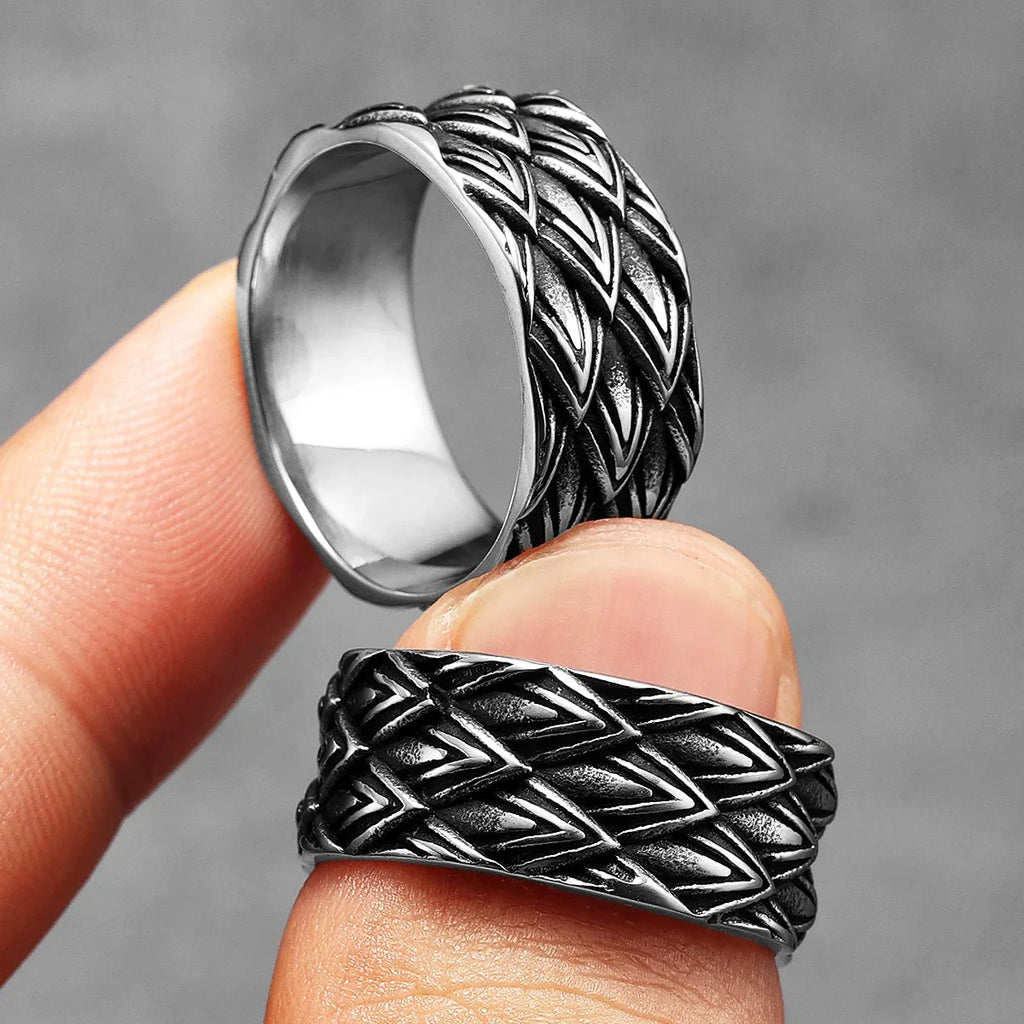 PENDRA Eagle Feather Rock Steel Ring
