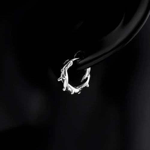 Gothic Punk Barbed Wire Spike Hoop Earrings Stainless Steel Huggie Hoops Street Ear Jewelry Emo Alt Teens Men Piercing Decor