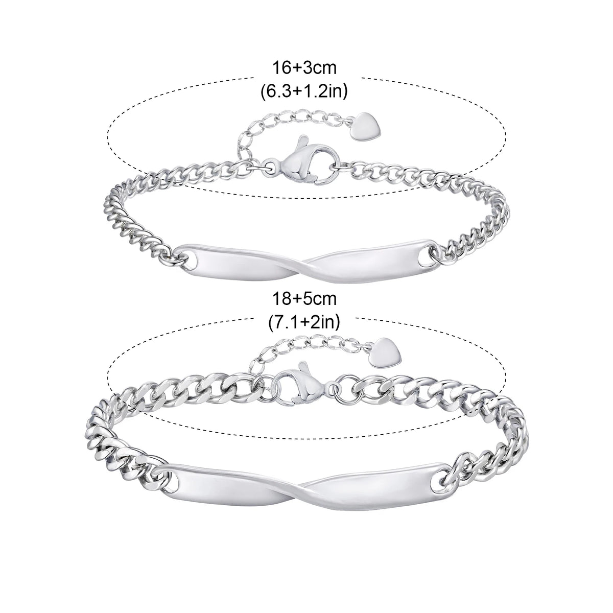 Simple Couple Bracelets for Women Men,Waterproof Stainless Steel Adjustable Mobius Bracelet,Anniversary Birthday Gift