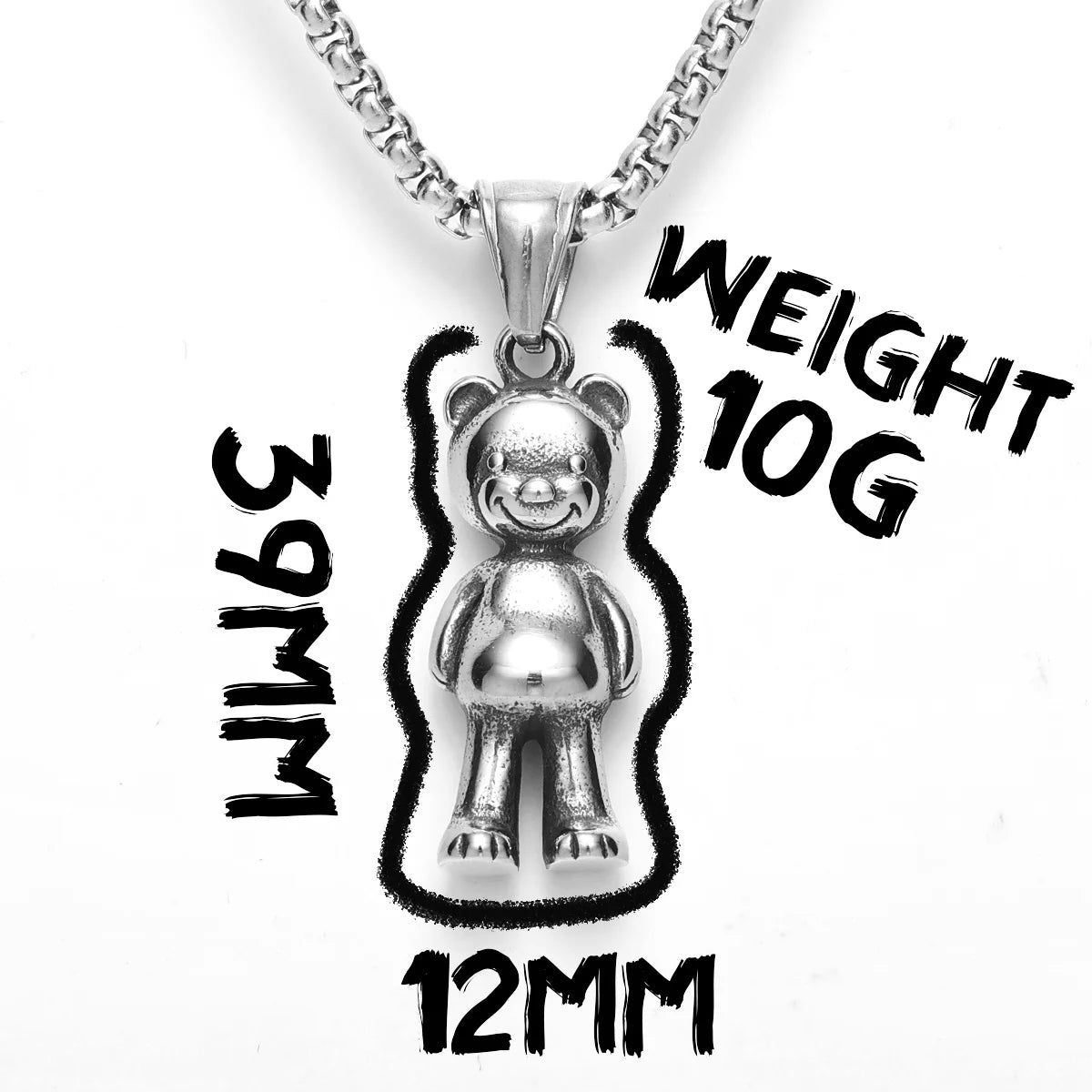 PENDRA Teddy Bear Cute Steel Necklace