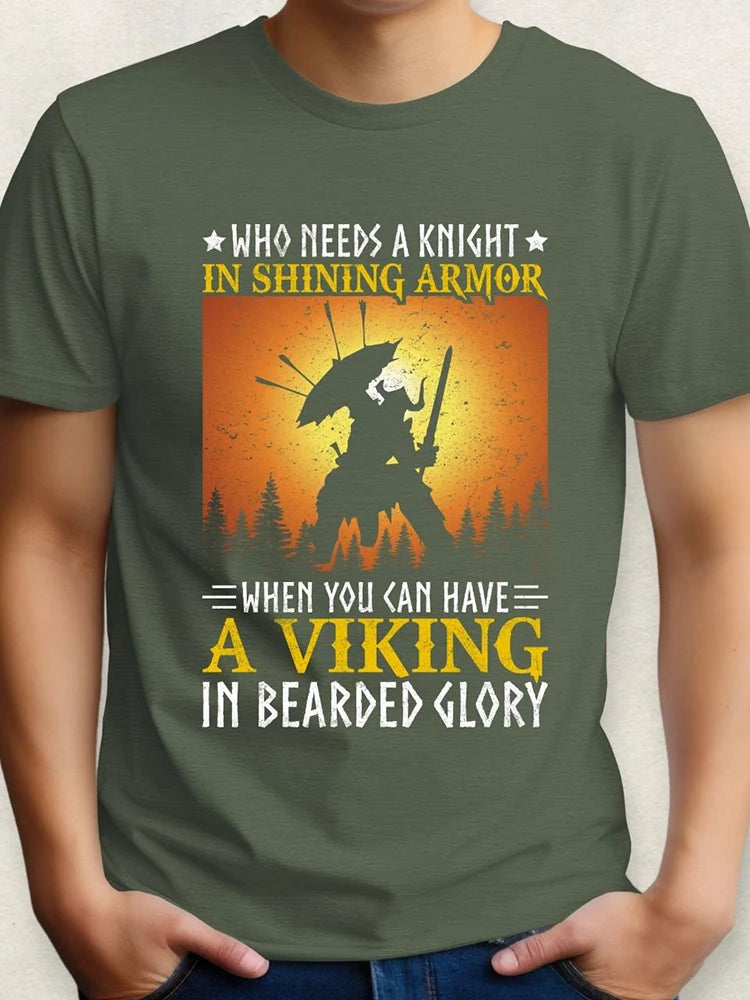 PENDRA Viking Compass Norse Mythology Statement Mythical Warrior T-Shirt