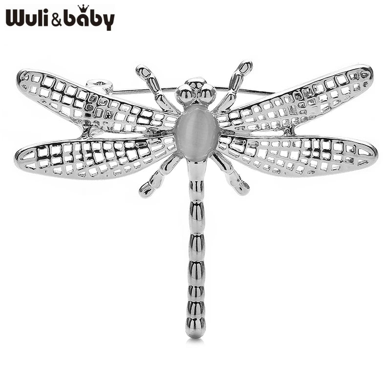 Wuli&baby Alloy Dragonfly Brooches For Women Men 2-color Simple Match Insects Party Office Brooch Pins Gifts