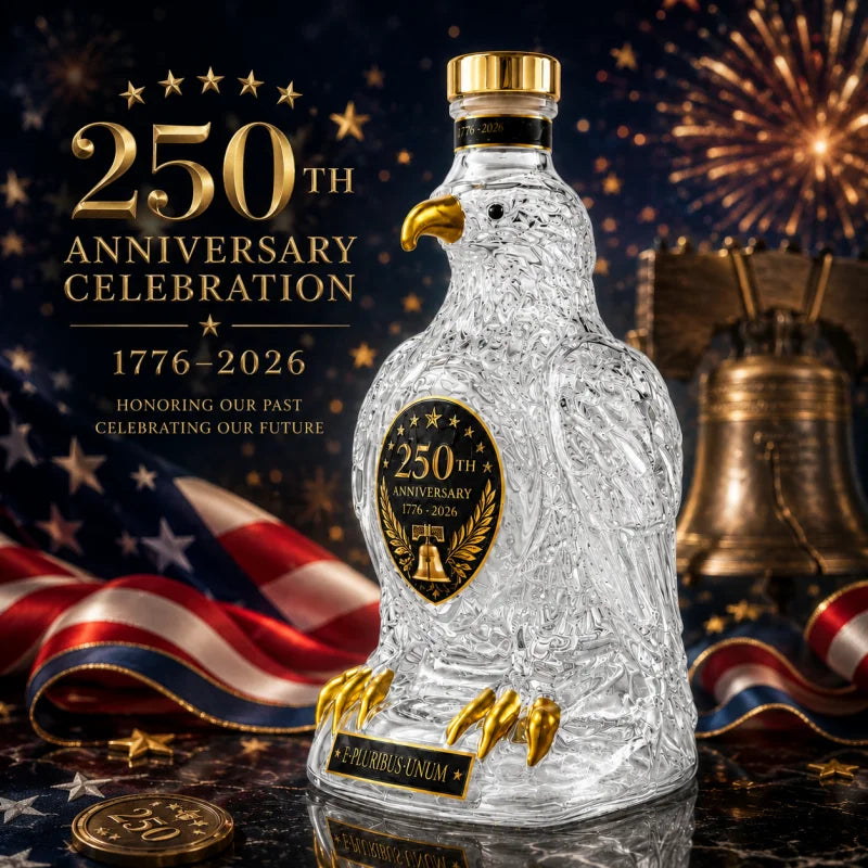 250th Independence Day Eagle Shape Glass Decanter Patriotic Whiskey Liquor Bottle American Anniversary Collectible