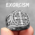 Exorcism Saint Benedict Cspb Cross Men Rings Punk Hip Hop for Boyfriend Male Stainless Steel Jewelry Creativity Gift Wholesale