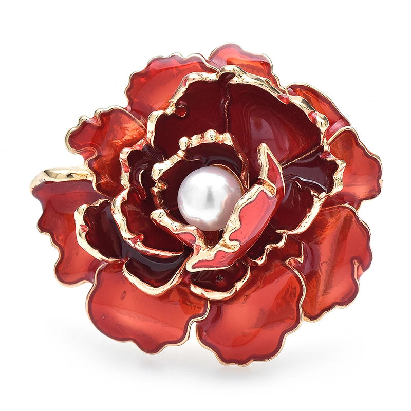 PENDRA Peonia Pretty Peony Flower Brooch