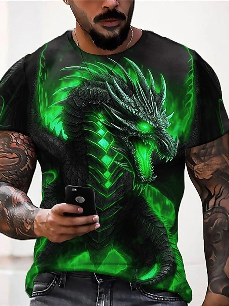 PENDRA Urban Short-Sleeve Dragon Print T-Shirt