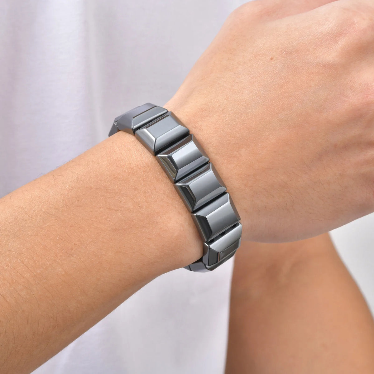 16MM Chunky Hematite Bracelet for Men,Natural Protective Energy Stone Beaded Bracelet,Healling Jewelry Gift