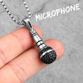 PENDRA Host Singer Microphone Steel Necklace