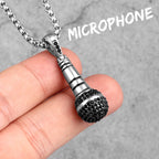 PENDRA Host Singer Microphone Steel Necklace