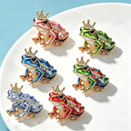 PENDRA Crown Rhinestone Frog Brooch