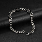 Cool Punk Stainless Steel Chain Bracelet for Men,21CM Silver Color Metal Chain Wristband,Hip Hop Jewelry Gift