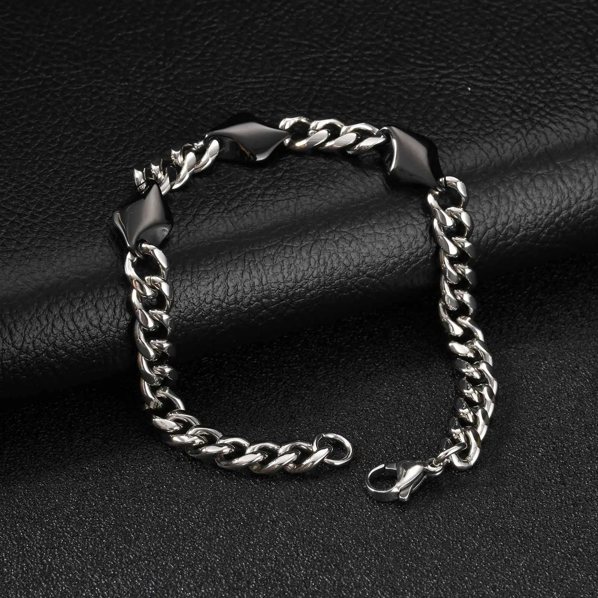 Cool Punk Stainless Steel Chain Bracelet for Men,21CM Silver Color Metal Chain Wristband,Hip Hop Jewelry Gift