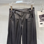 PENDRA Elastic Straight Leg PU Leather Pants