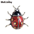 PENDRA Red Enamel Beetle Brooch