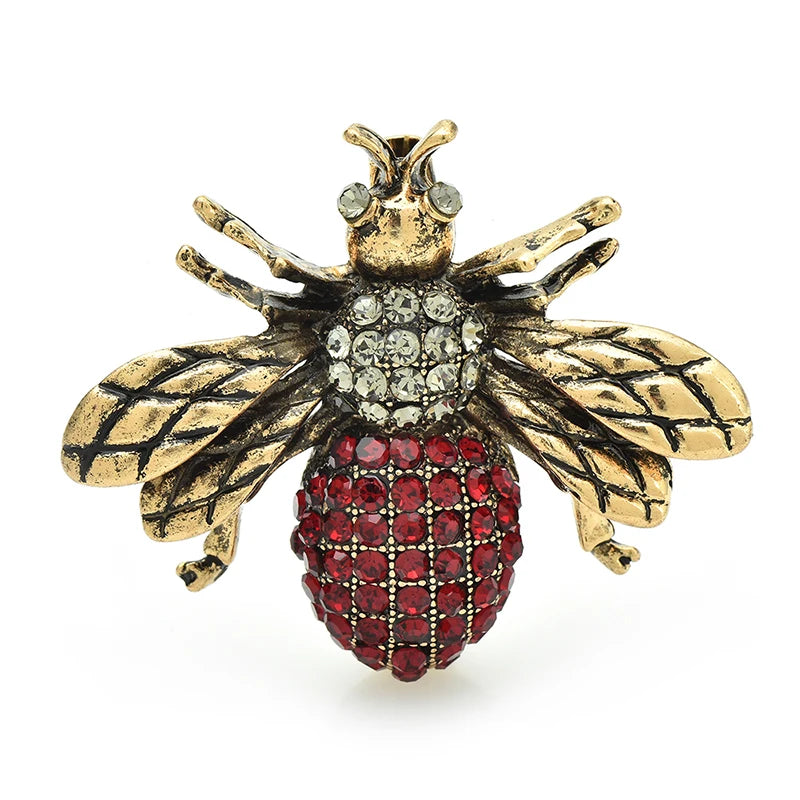 Wuli&baby Vintage Bee Brooches For Women Unisex 4-color Rhinestone Cute Insects Party Casual Brooch Pins Gifts