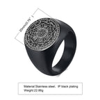 Men Signet Rings, Mens Amulet Ring,Solomon's Secret Seal Horse Seal of the seven archangels Stainless Steel Ring Jewelry