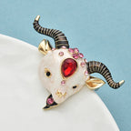 PENDRA Meadowhorn Enamel Goat Brooch