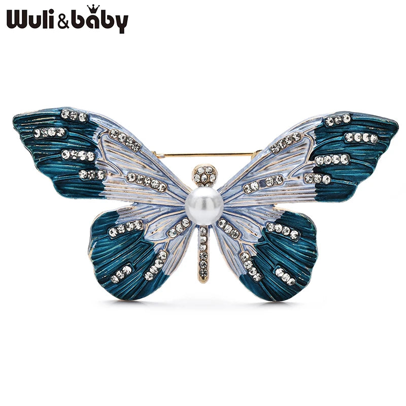 Wuli&baby Beautiful Enamel Butterfly Brooches For Women Unisex 4-color Insects Party Office Clothes Pins Gifts