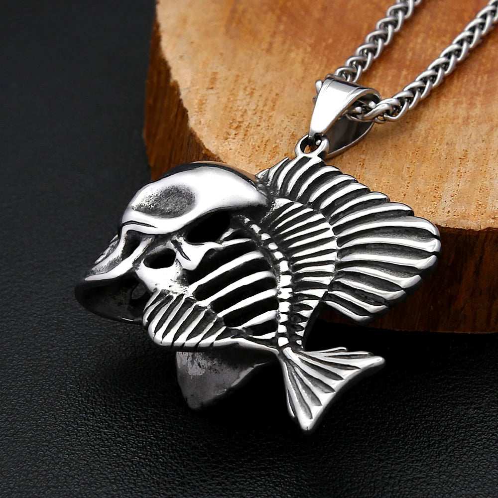 PENDRA Fishbone Skull Pendant