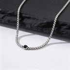 New Simple Natural Stone Chain Necklace for Men,Stainless Steel Box Chain Collars,Causal Jewelry