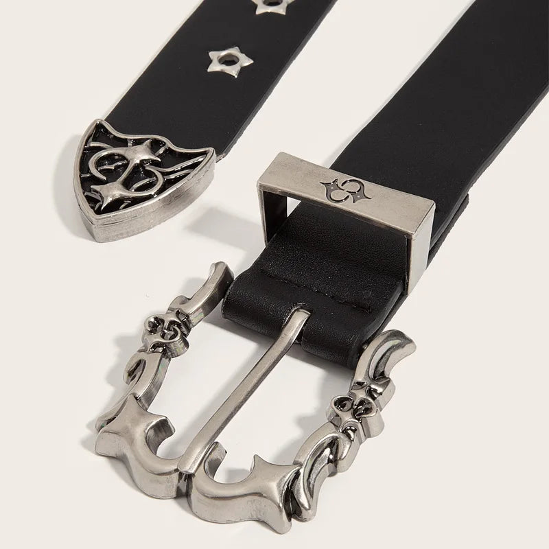 Star Eye Rivet Studded Belt For Men and woman Gothic Pin Buckle Fashion Casual Punk Pu Leather Waistband Y2K Hip Hop Jeans Belt