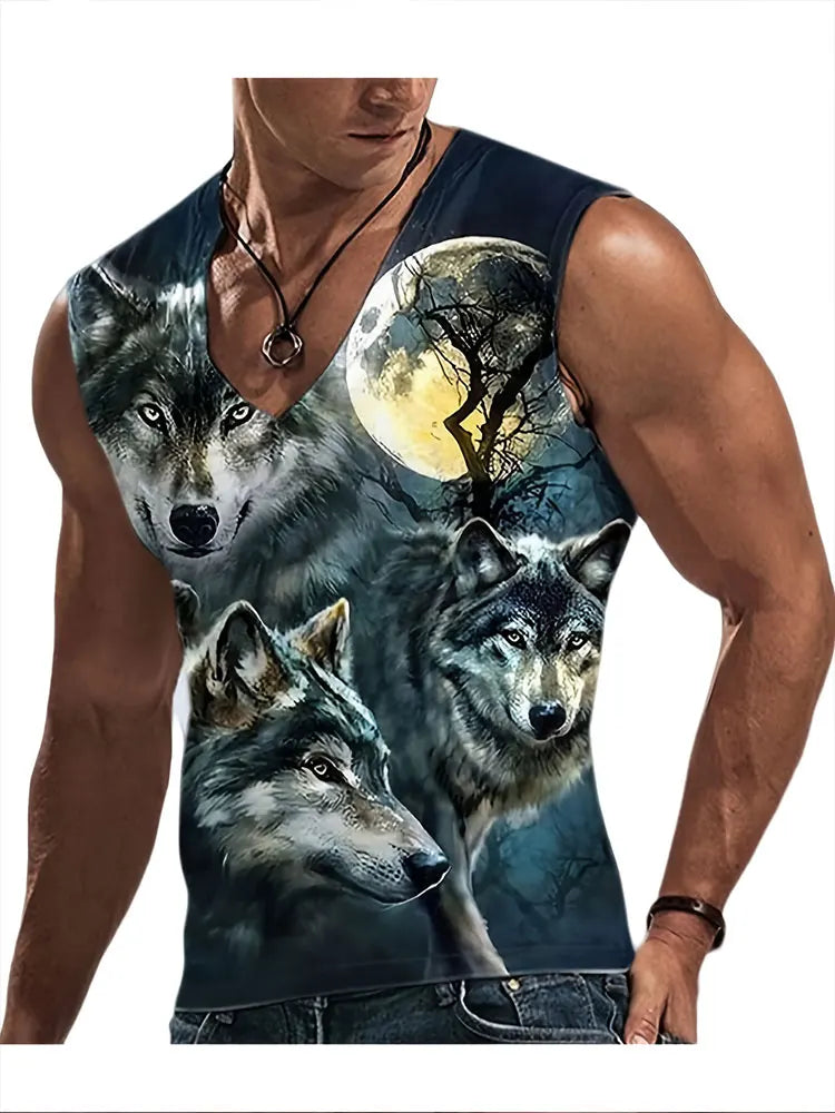 Summer Everyday Street Men's Fashion Tank Top Outdoor Casual Men's Sleeveless T-shirt 3D Skull Print Men's V-neck Tank Top