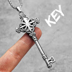 Vintage Cross Key Stainless Steel Men Women Necklaces Pendants Chain Unique Punk Trendy Amulet Jewelry Creativity Gift Wholesale