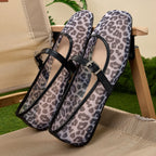 PENDRA Leopard Mesh Flat Shoes