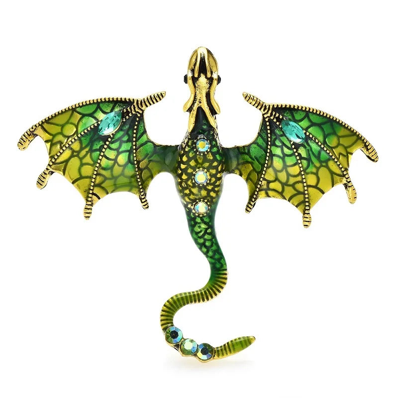 PENDRA Skyfire Rhinestone Dragon Brooch