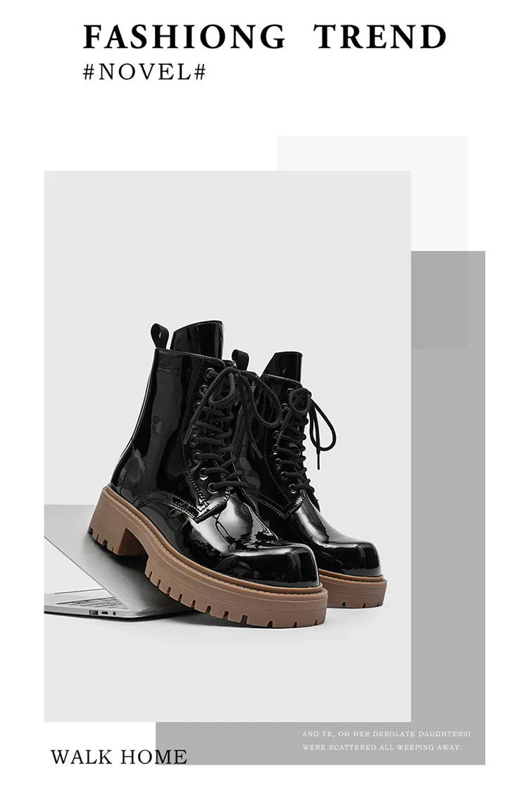 PENDRA Leather Thick Soled Boots