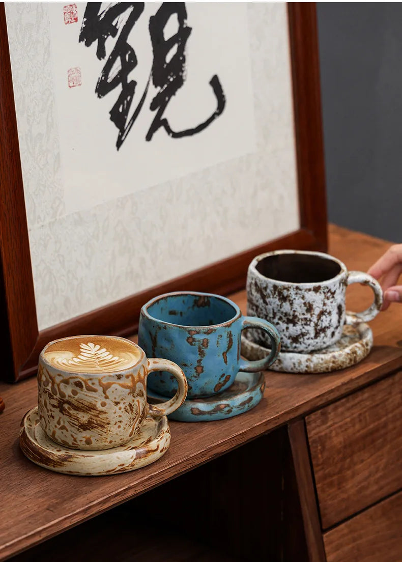 Retro kiln-changed ceramic coffee cup, Japanese handmade style ins style desktop coffee cup multi-color optional