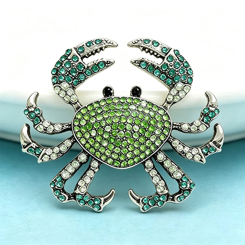 Wuli&baby Cut Crab Brooches For Women Men 2-color Beautiful Rhinestone Animal Party Casual Brooch Gifts