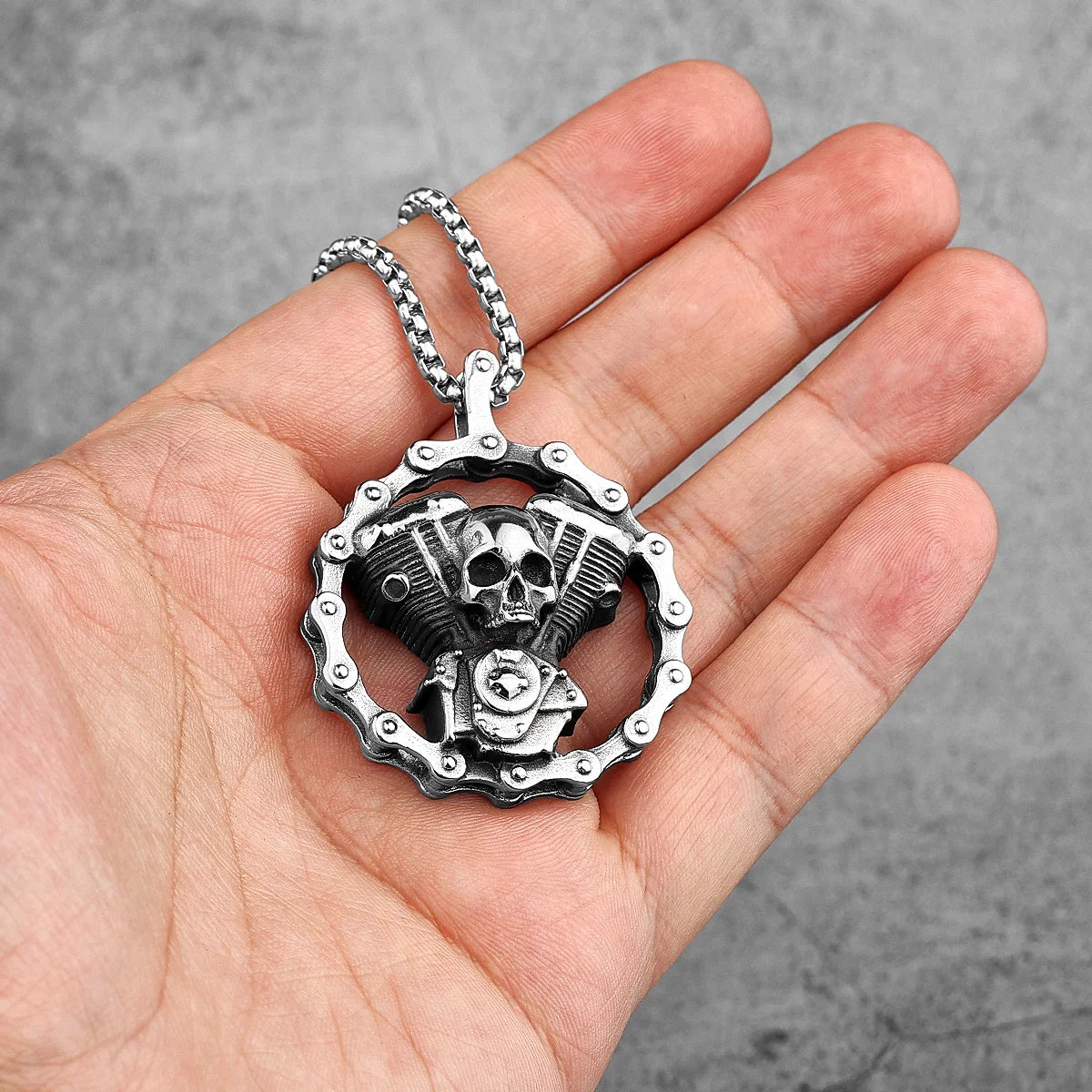 PENDRA Steampunk Locomotive Engine Steel Necklace