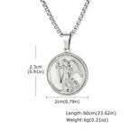 Saint Michael Archangel Pendant Necklace for Men,Stainless Steel Round Medal Neckalce,Religious Amulet Jewelry Gift