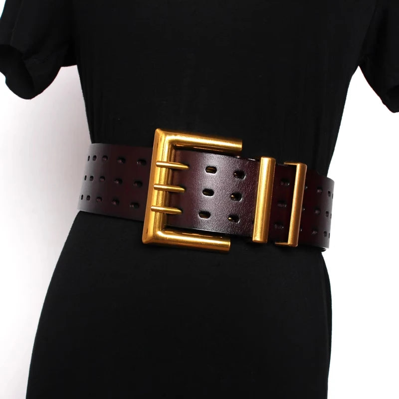 High-end luxury brands elegant Women's leather belt female Wide belt for Women gothic corset cummerbund Punk Cowboy Y2K belts