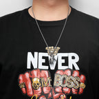 PENDRA Devil Hand Skull Steel Necklace