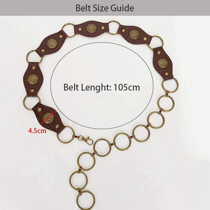 Retro Rivet Women's Belt Versatile Ethnic Style Dress Pants Belt Millennium Spicy Girl Design Belt Western Cowboy Perfect Gift