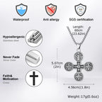 Saint Benedict Pendant Necklace for Men,Stainless Steel Religious Cross Pendant Necklace,Faith Prayer Jewelry
