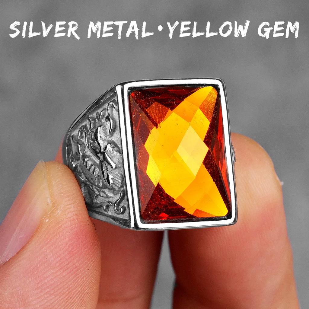 PENDRA Rhinestone Dragon Phoenix Steel Ring