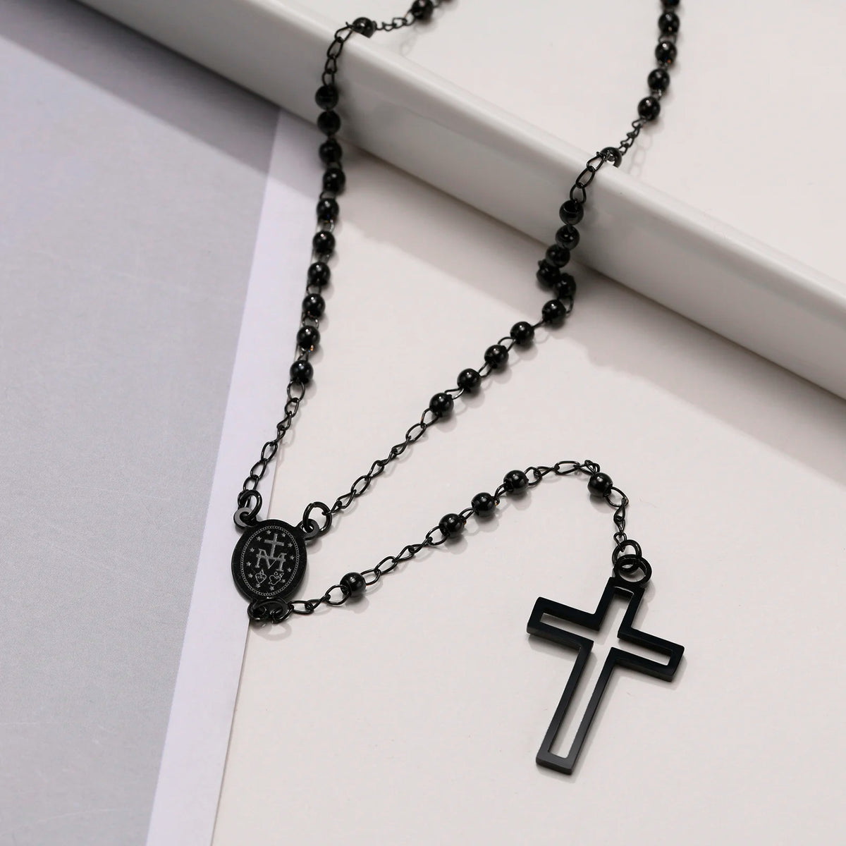 PENDRA Cross Mary Rosary Necklace