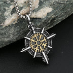 PENDRA Vegvisir Viking Compass Pendant Necklace