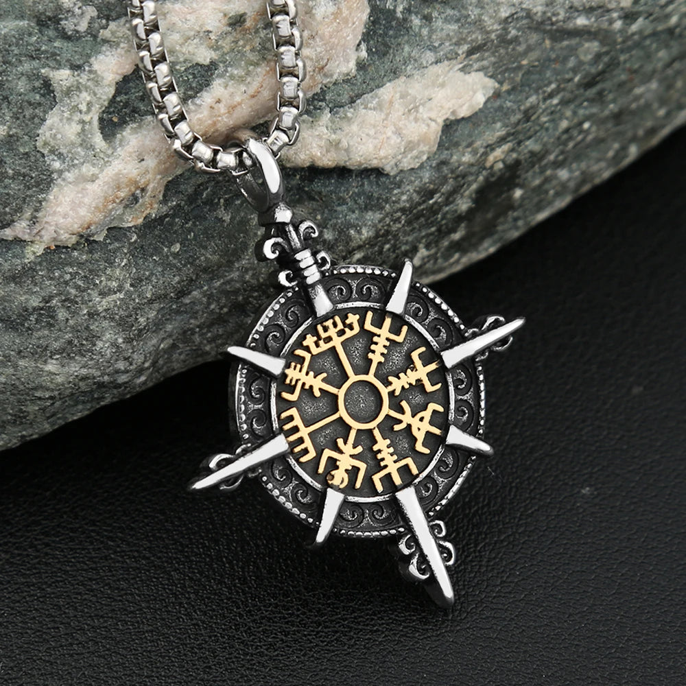 PENDRA Vegvisir Viking Compass Pendant Necklace