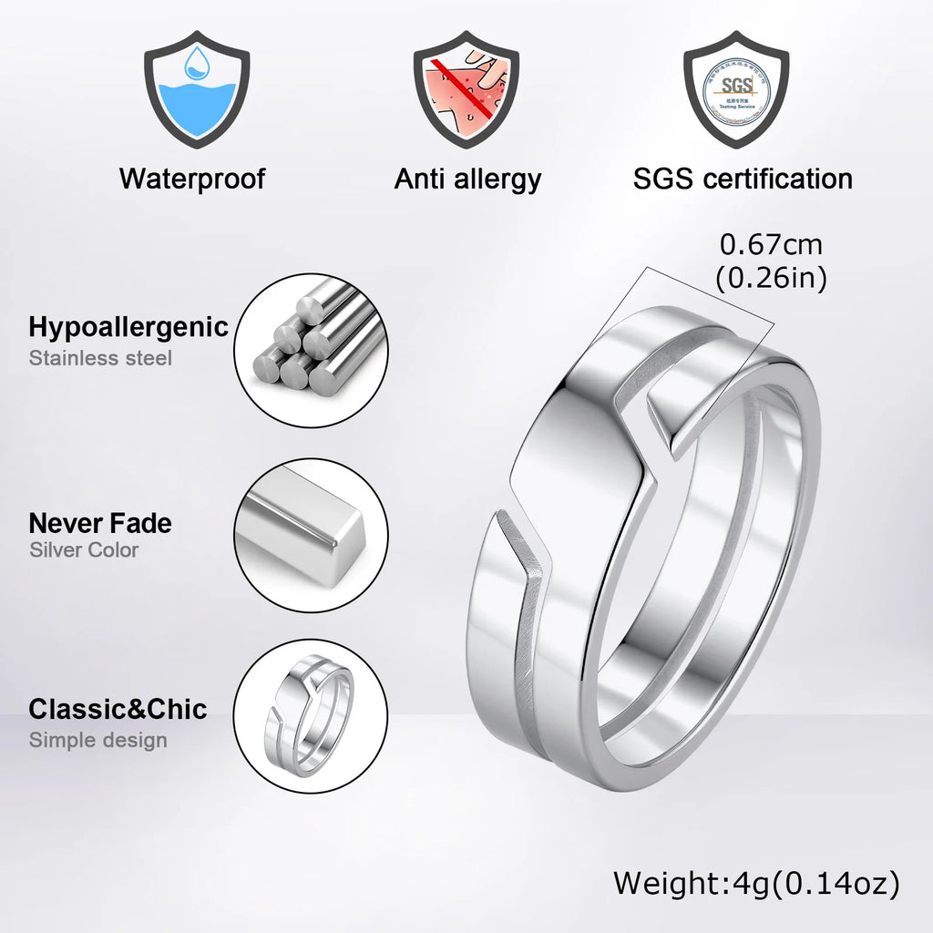 Simple Stainless Steel Ring for Men,Casual Silver Black Color Finger Rings,Trend Jewelry Wedding Gift
