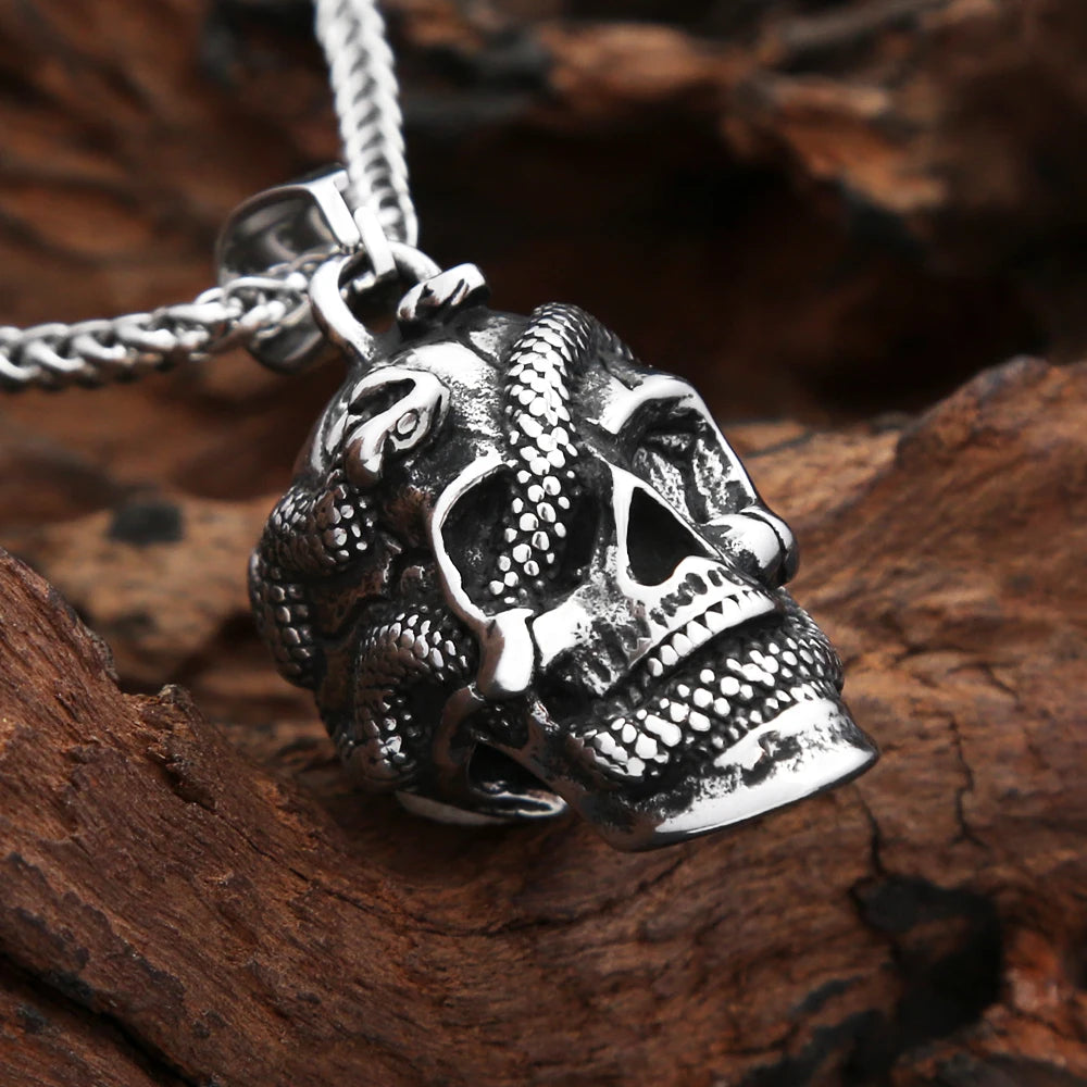PENDRA Skullcarve Gothic Stainless Steel Skull Pendant