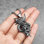 PENDRA Dragon Skull Steel Necklace