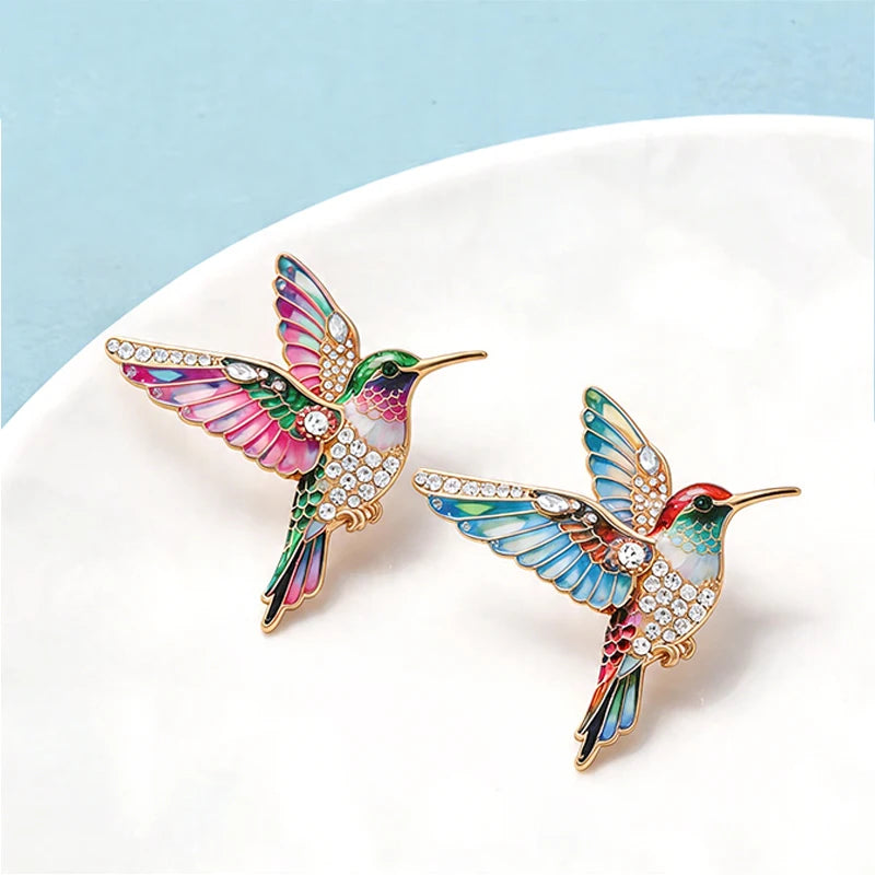 PENDRA Hummingbird Rhinestone Bird Brooch